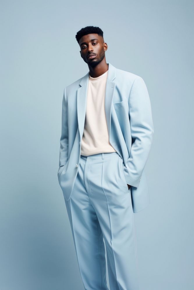 Baby blue straight - fit suit tuxedo blazer adult. 