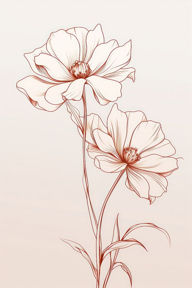 Drawing flower pattern sketch. AI generated Image by rawpixel.