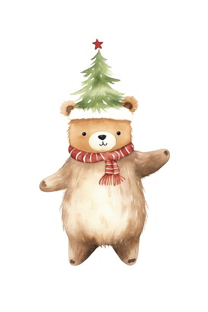 Christmas bear snowman cartoon nature. 