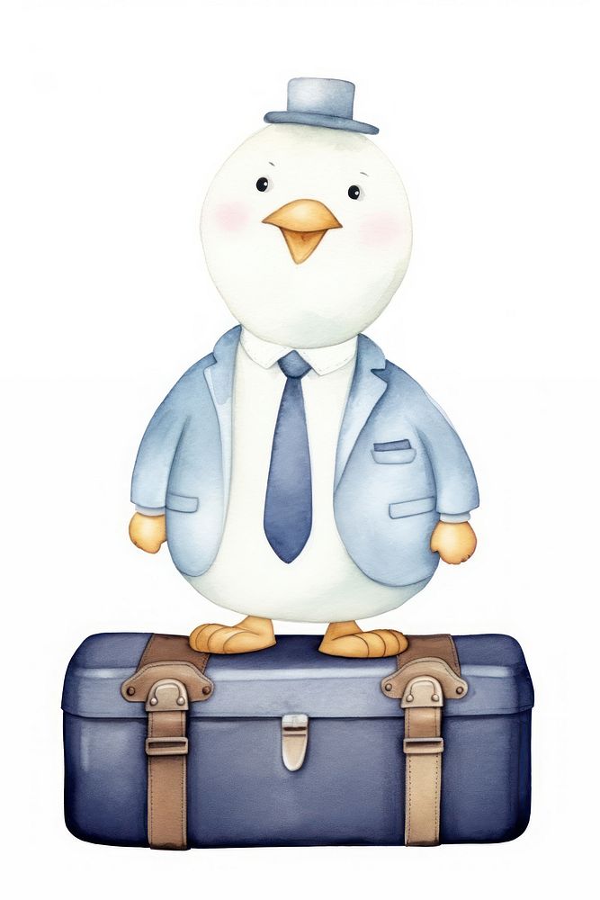 Goose wearing suit suitcase luggage cartoon. AI generated Image by rawpixel.