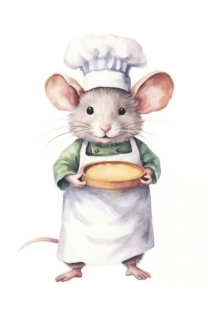 Cute rat chef cartoon animal rodent mammal white background. AI generated Image by rawpixel.