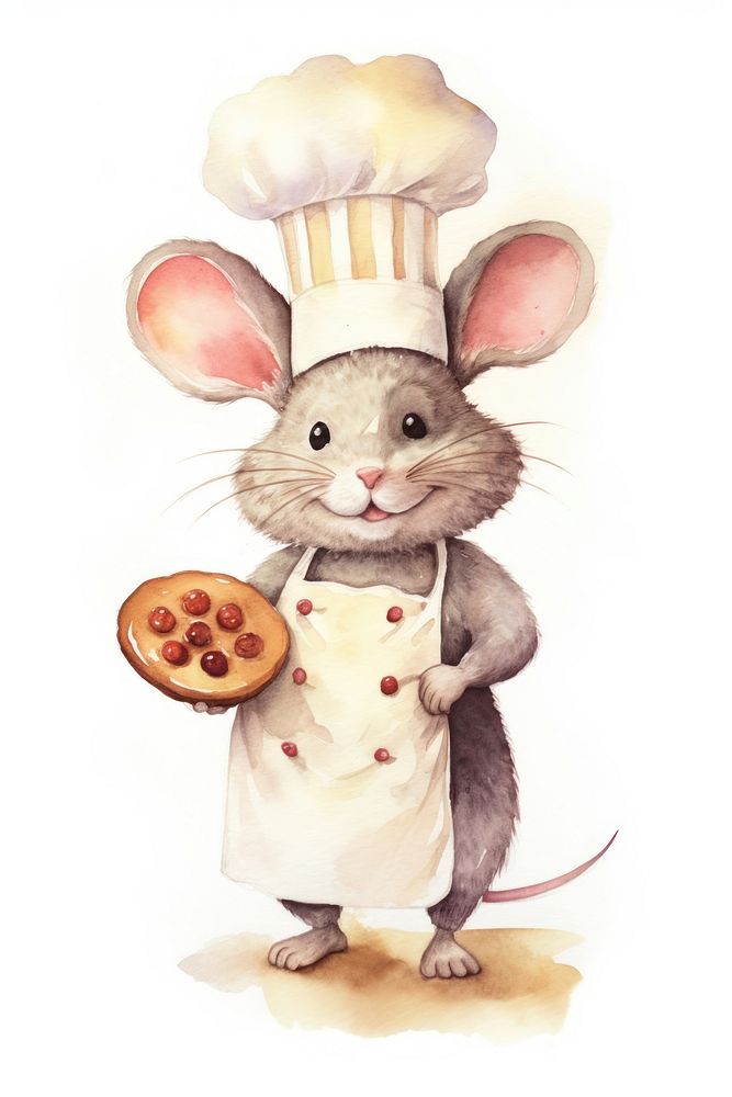Cute rat chef cartoon animal drawing rodent mammal. AI generated Image by rawpixel.
