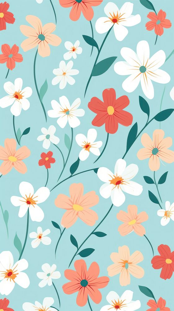 Flowers wallpaper pattern plant inflorescence. AI generated Image by rawpixel.