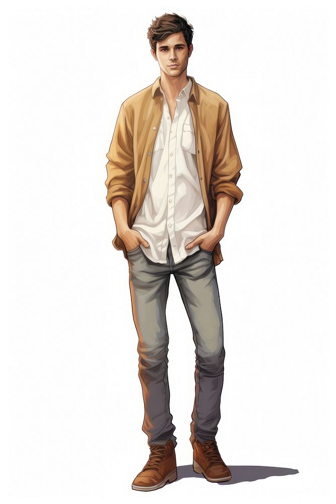 Male fullbody jacket adult white background. AI generated Image by rawpixel.