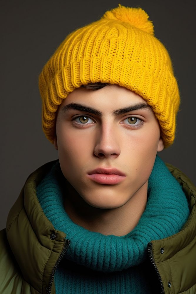 Colorful fashion beanie sweater yellow. AI generated Image by rawpixel.