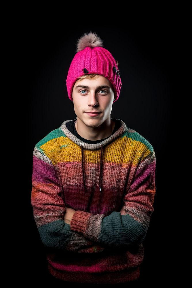 Colorful sweater portrait photo pink. AI generated Image by rawpixel.