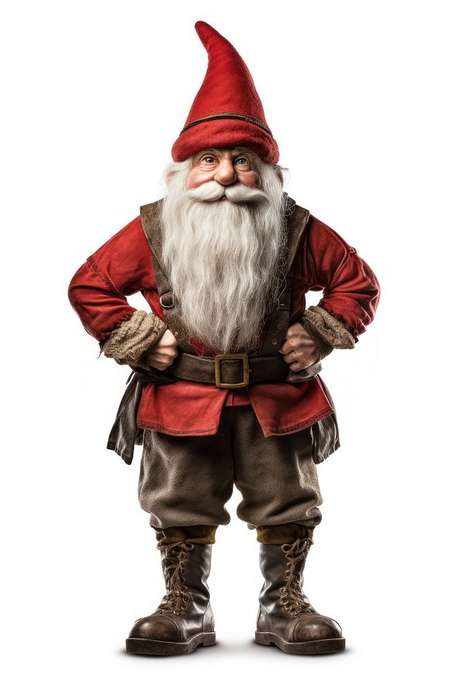 Elf dwarf wearing red hat costume white background celebration. AI generated Image by rawpixel.