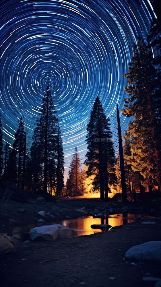 Stars trail wallpaper landscape night sky. 