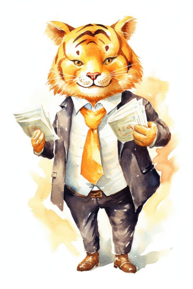 Business tiger adult book representation. AI generated Image by rawpixel.