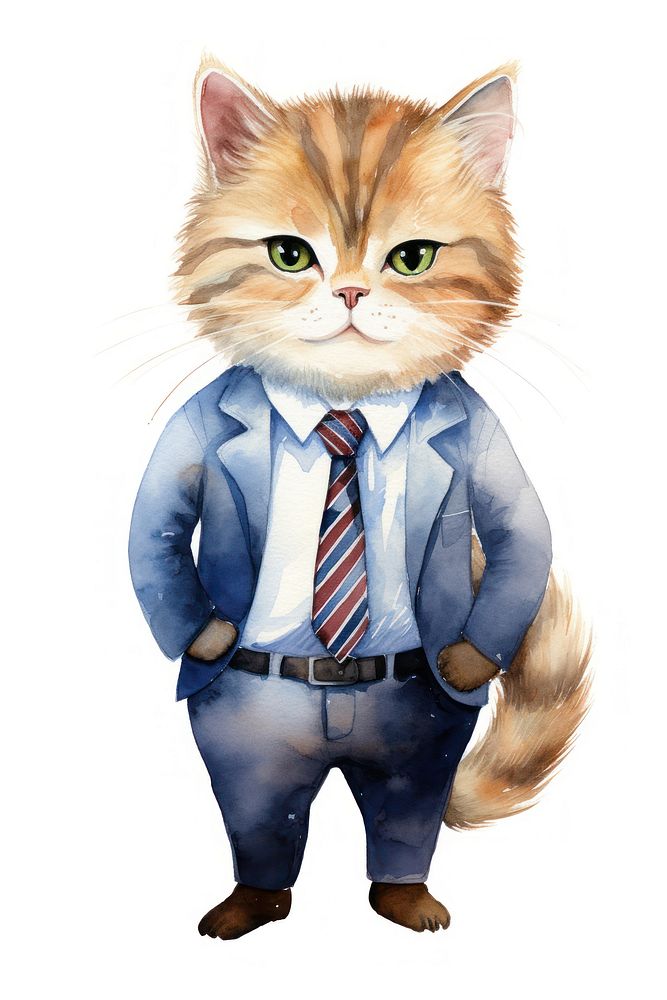 Business cat necktie mammal animal. AI generated Image by rawpixel.