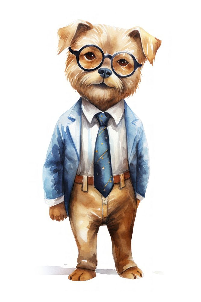 Business dog glasses animal white background. AI generated Image by rawpixel.
