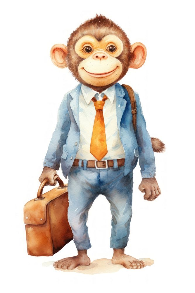 Business monkey portrait animal white background. AI generated Image by rawpixel.