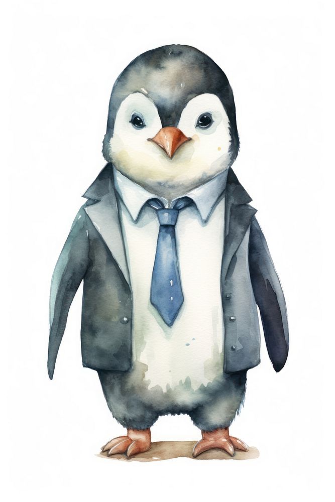 Business penguin animal bird white background. 