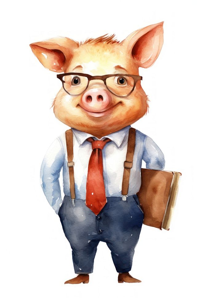 Business pig animal mammal white background. AI generated Image by rawpixel.