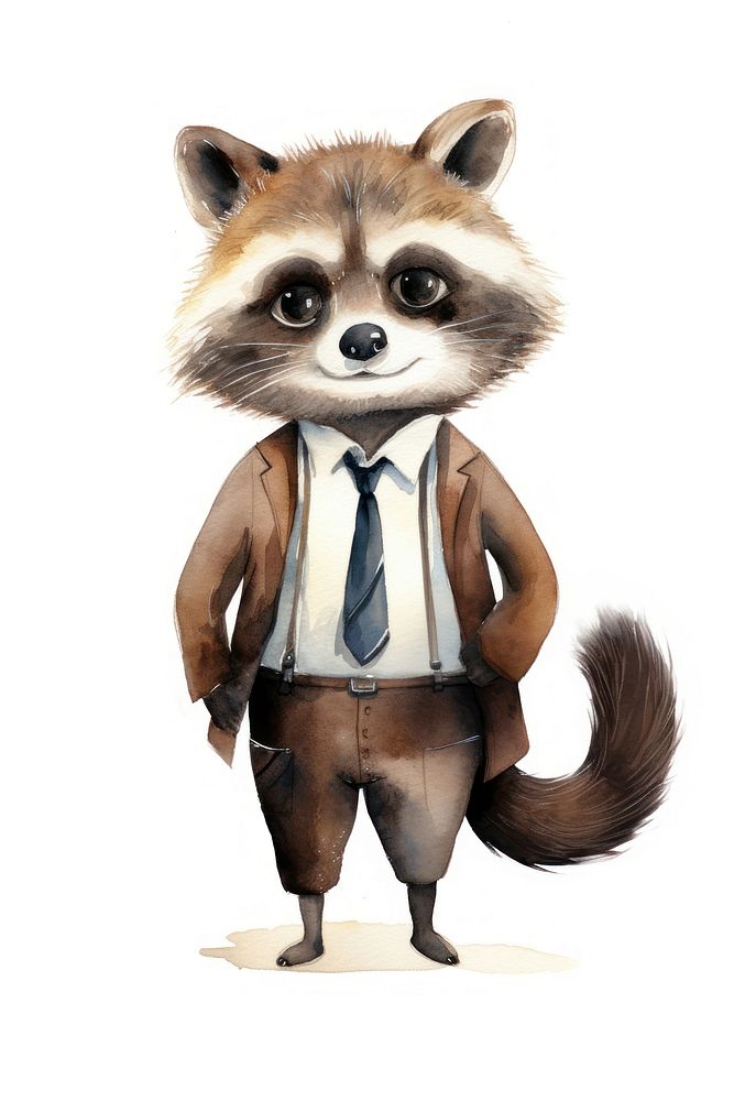 Business raccoon animal mammal white background. 