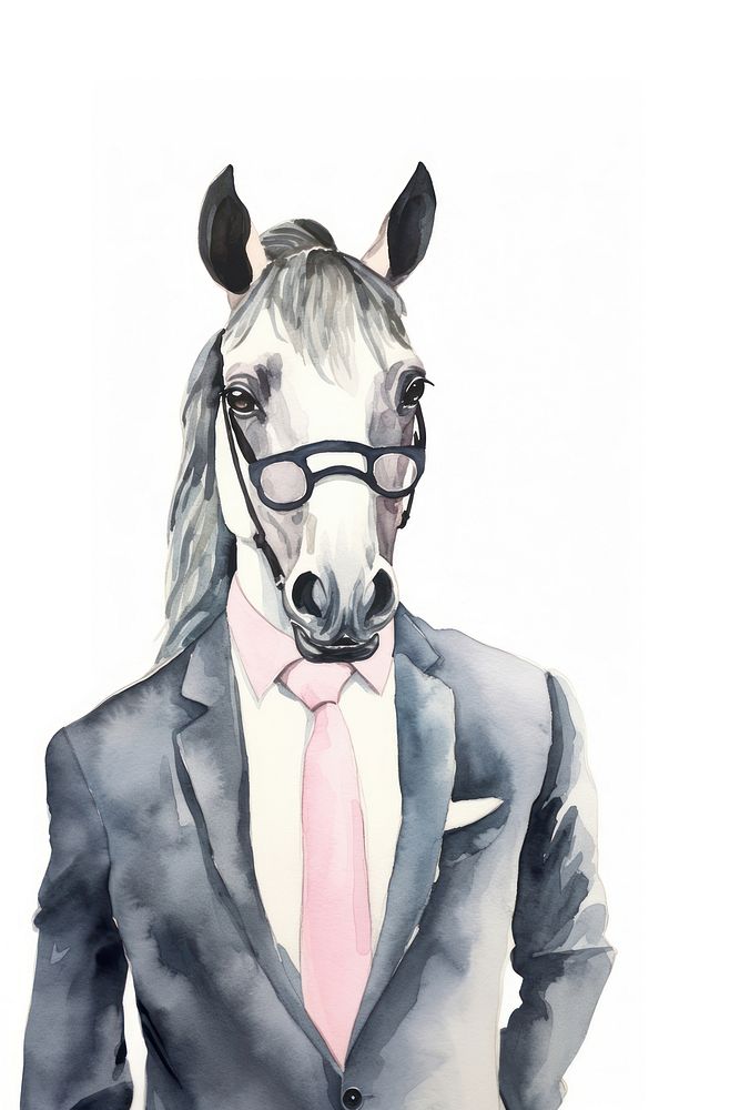 Horse fashionista animal drawing cartoon. 