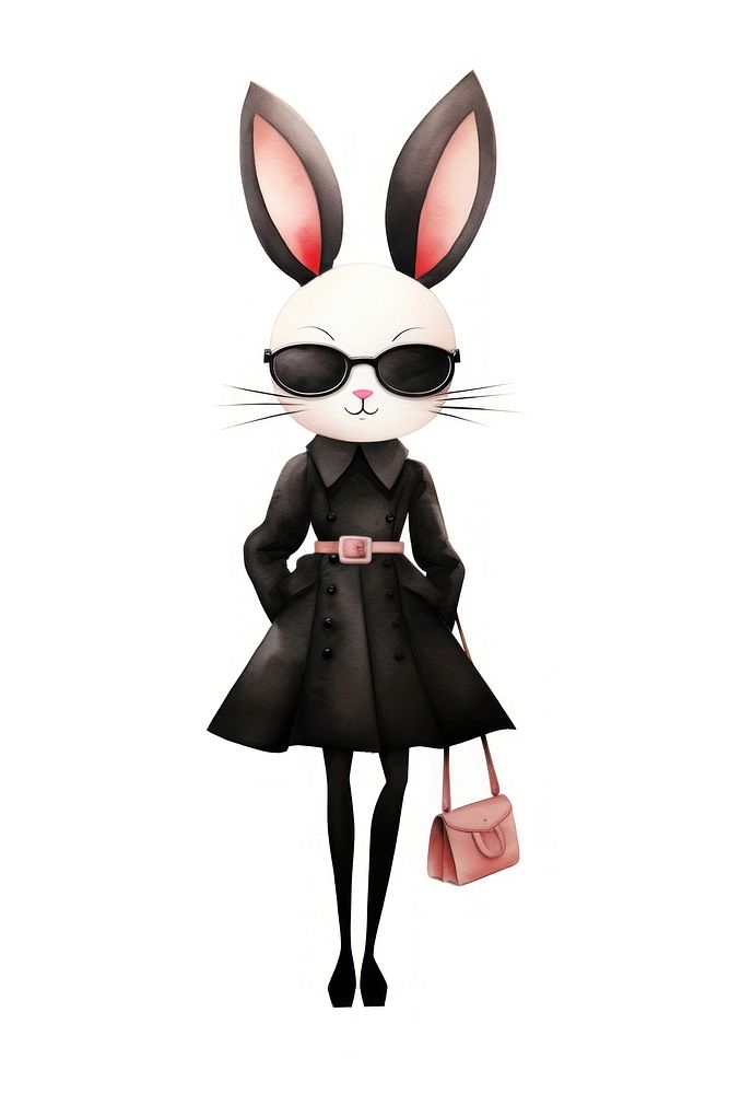 Rabbit fashionista cartoon glasses costume. AI generated Image by rawpixel.