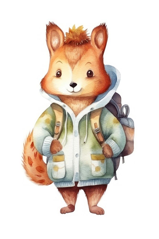 Squirrel wearing autumn clothes jacket white background representation. AI generated Image by rawpixel.