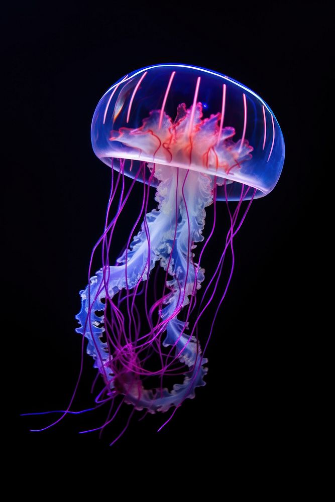 Fluorescent Jellyfish jellyfish glowing animal. AI generated Image by rawpixel.