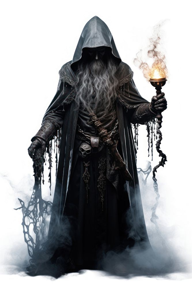 Wizard necromancer fantasy costume white background. AI generated Image by rawpixel.