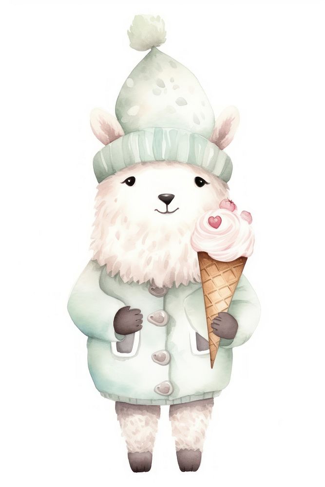 Cartoon alpaca cream cute. AI generated Image by rawpixel.