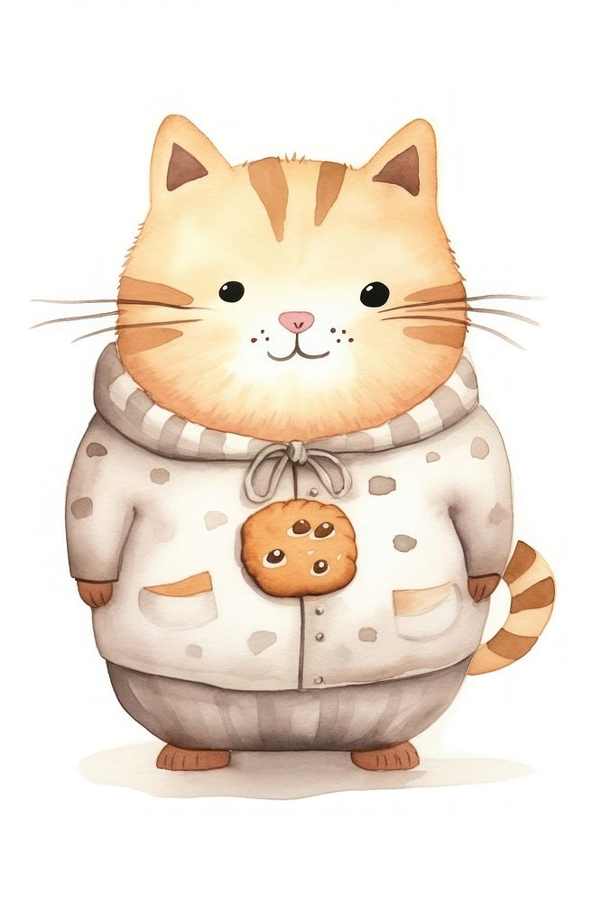 Cat wearing cookie apparel cartoon mammal cute. AI generated Image by rawpixel.