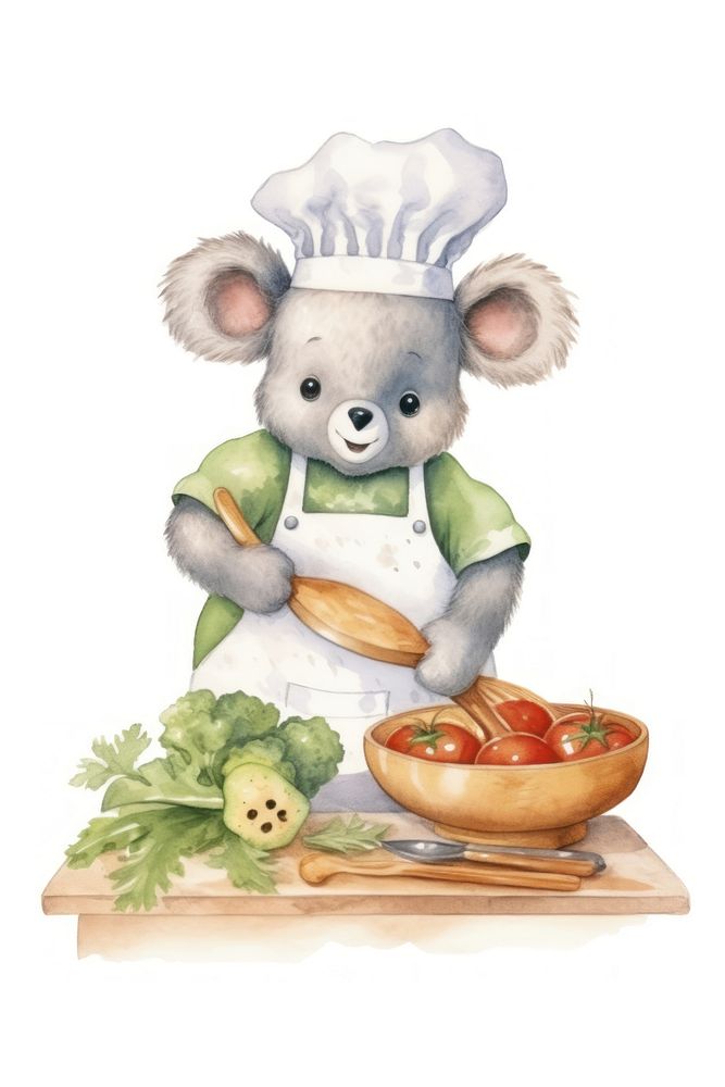 Koala cooking cartoon food cute. AI generated Image by rawpixel.