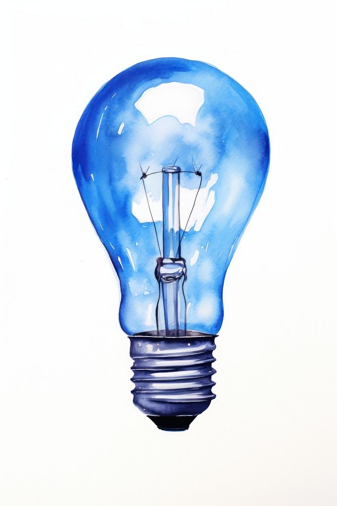 Light lightbulb hanging blue. AI generated Image by rawpixel.