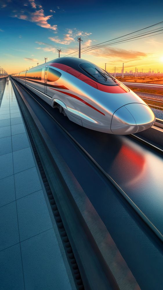 High-speed rail train, transportation. AI generated Image by rawpixel.