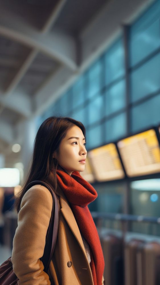 Woman at airport. AI generated Image by rawpixel.