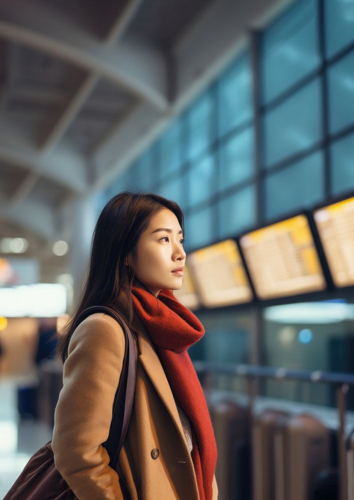 Woman at airport. AI generated Image by rawpixel.