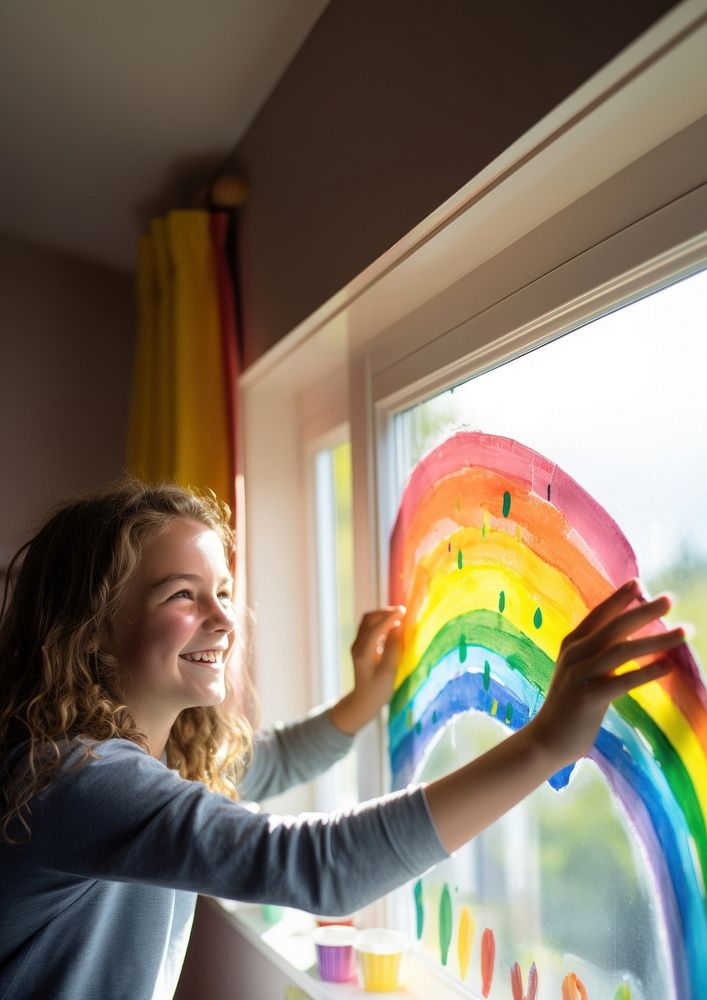 Painting rainbow window. AI generated Image by rawpixel.