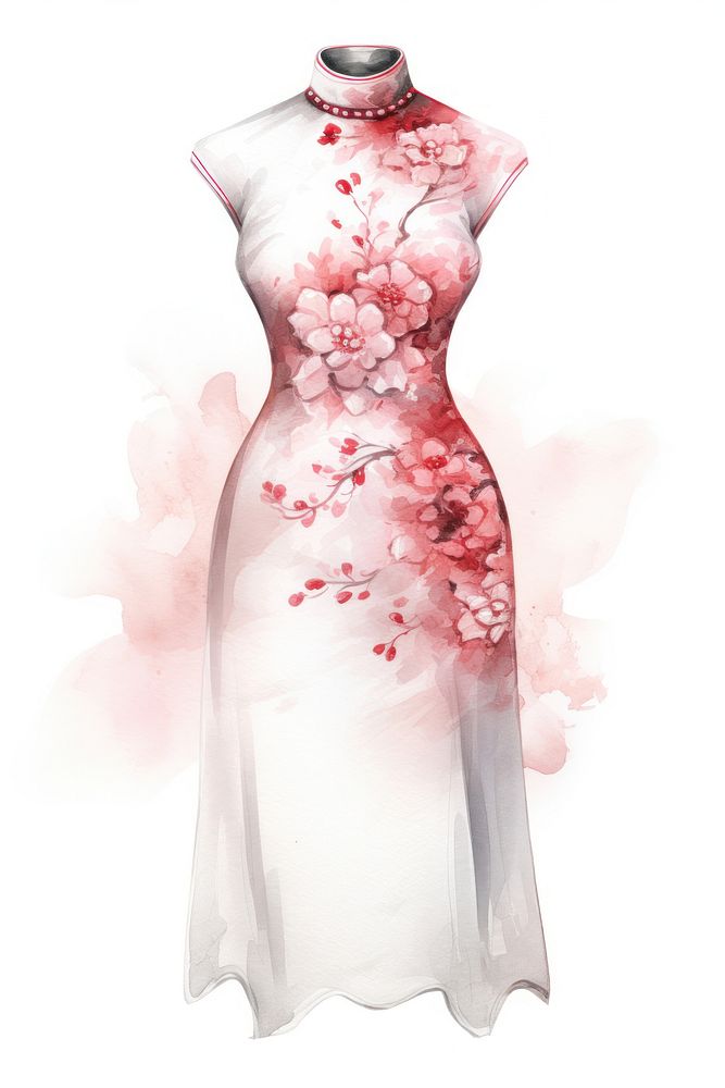 Woman cheongsam qipao dress fashion flower white. AI generated Image by rawpixel.
