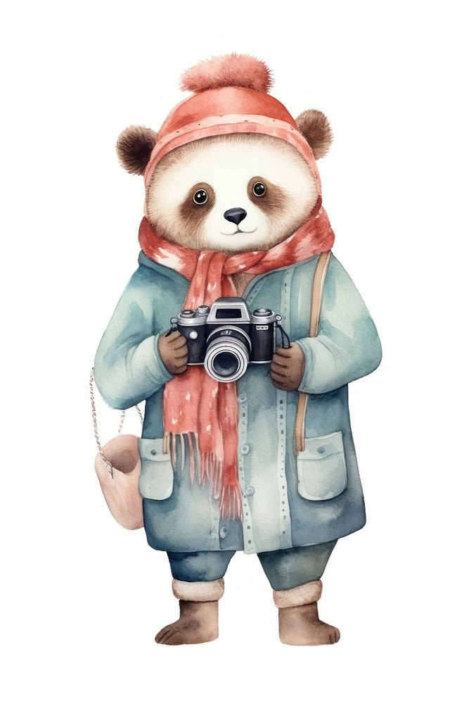 Camera cute toy white background. 