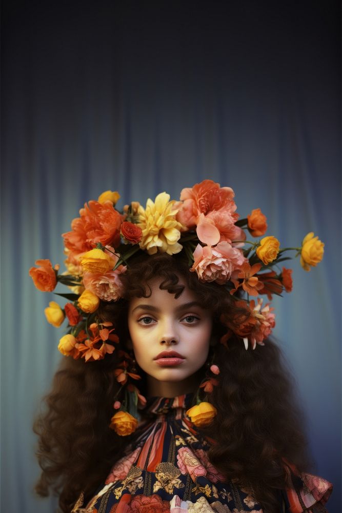 Teenager fashion flower portrait. AI generated Image by rawpixel.