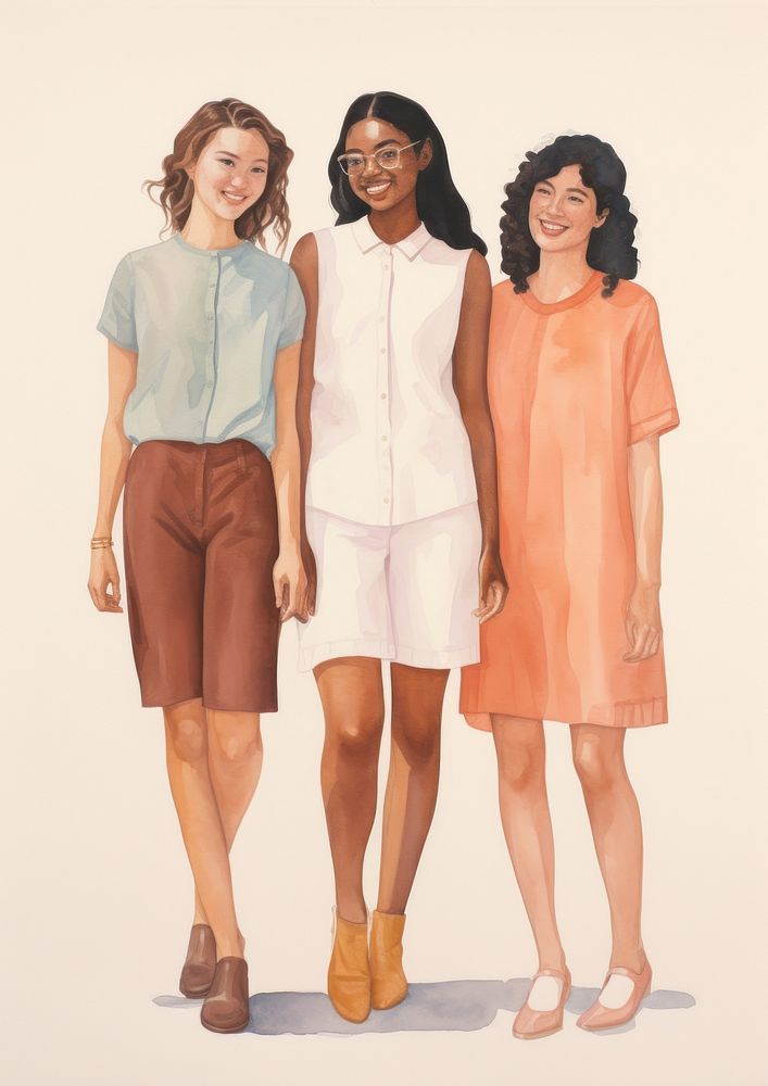 Young women footwear painting standing. 