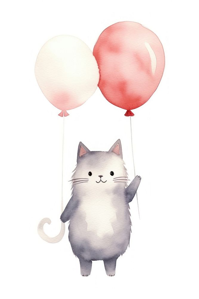 Cat success animal balloon cartoon. AI generated Image by rawpixel.