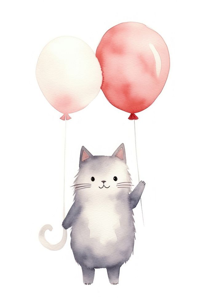 Cat success animal balloon cartoon. 