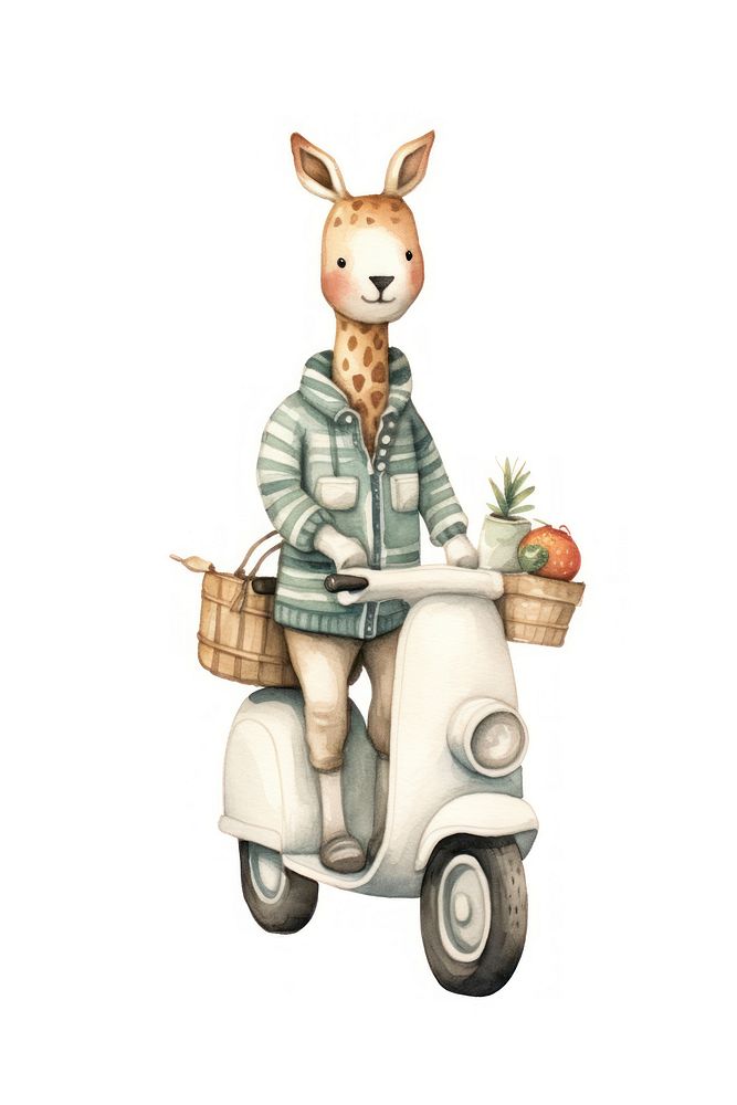 Animal delivery vehicle scooter cartoon. AI generated Image by rawpixel.