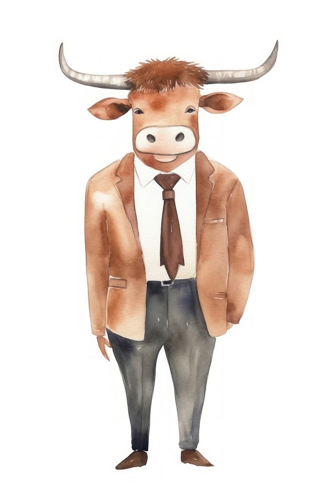 Bull businessperson animal livestock cartoon. 