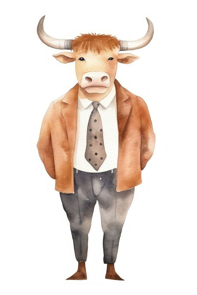 Bull businessperson animal livestock buffalo. AI generated Image by rawpixel.