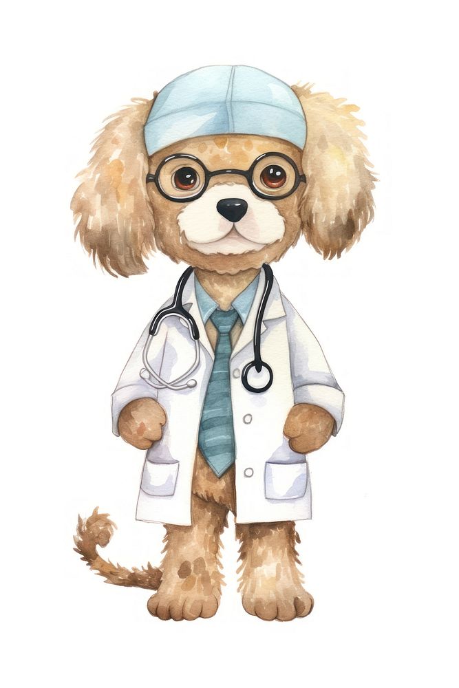 Dog doctor veterinarian glasses cartoon. AI generated Image by rawpixel.