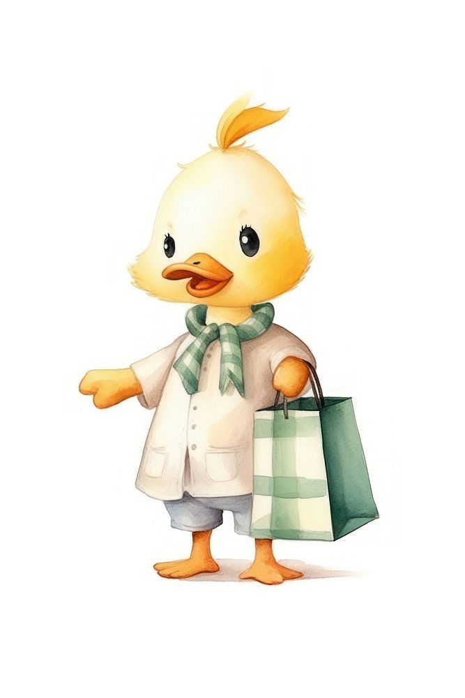 Duck holding shopping bag cartoon cute toy. AI generated Image by rawpixel.