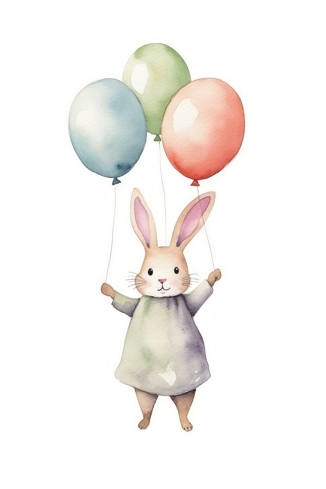 Rabbit success balloon cartoon animal. AI generated Image by rawpixel.