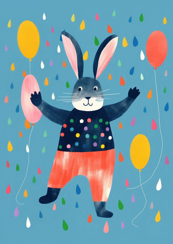 A Happy rabbit celebrating mammal animal cute. AI generated Image by rawpixel.