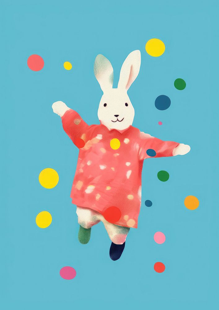 A Happy rabbit celebrating animal mammal cute. AI generated Image by rawpixel.