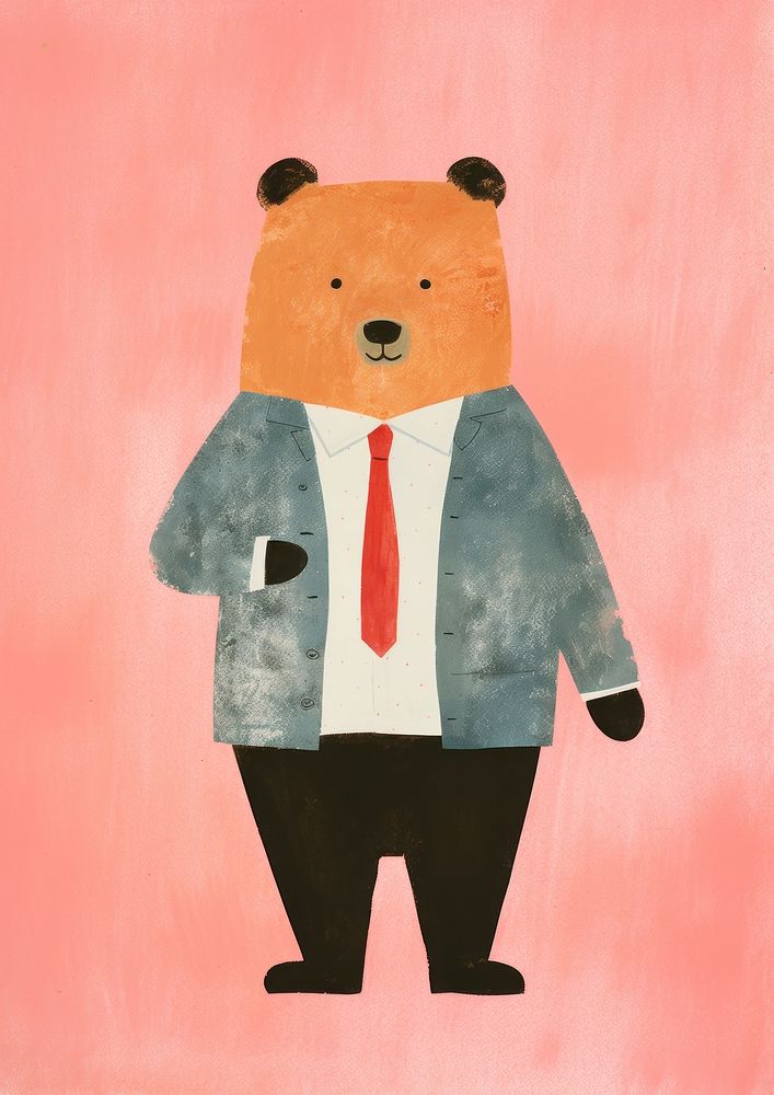 Art painting bear anthropomorphic. AI generated Image by rawpixel.