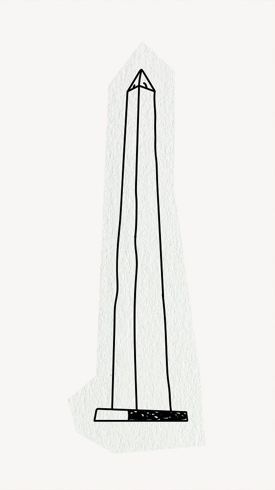 Obelisco, historical landmark in Argentina, line art collage element 