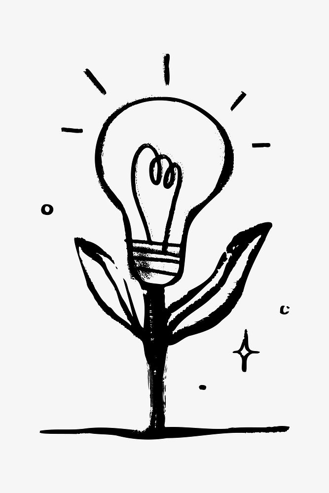Light bulb tree doodle illustration vector