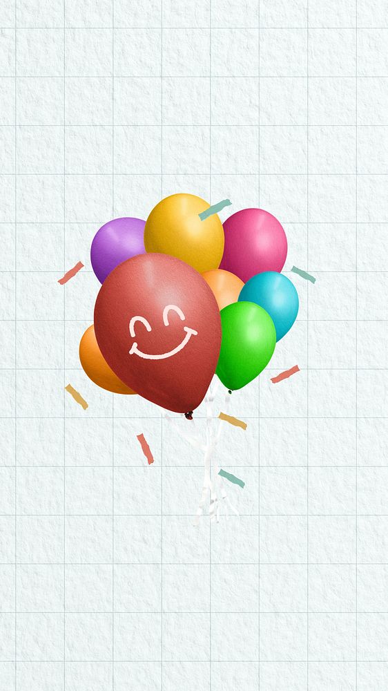 Colorful party balloons iPhone wallpaper, creative remix